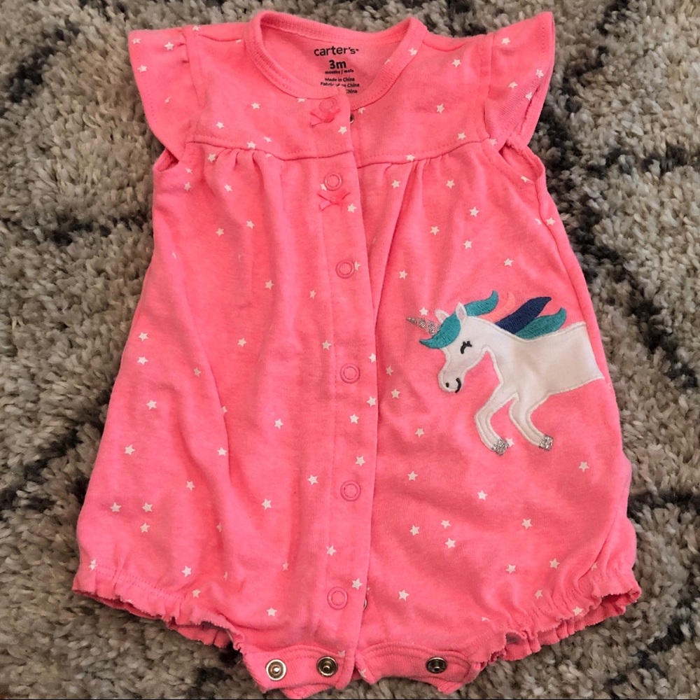 Carters hot pink unicorn romper